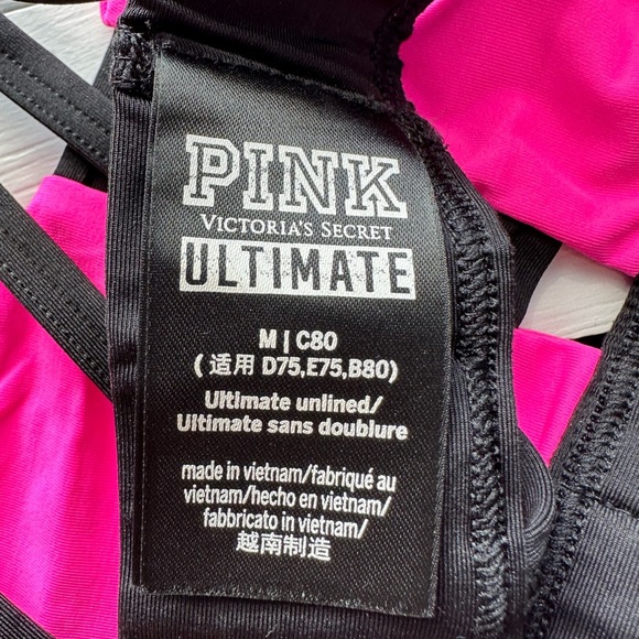 NWOT VS PINK Ultimate Unlined Hot Pink Sports Bra size M - Picture 4 of 4